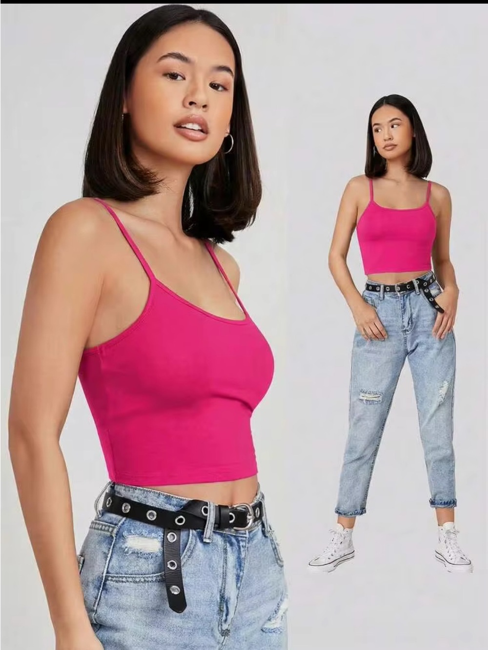 Women’s Hot Pink / purple Cropped Cami Tank Tops